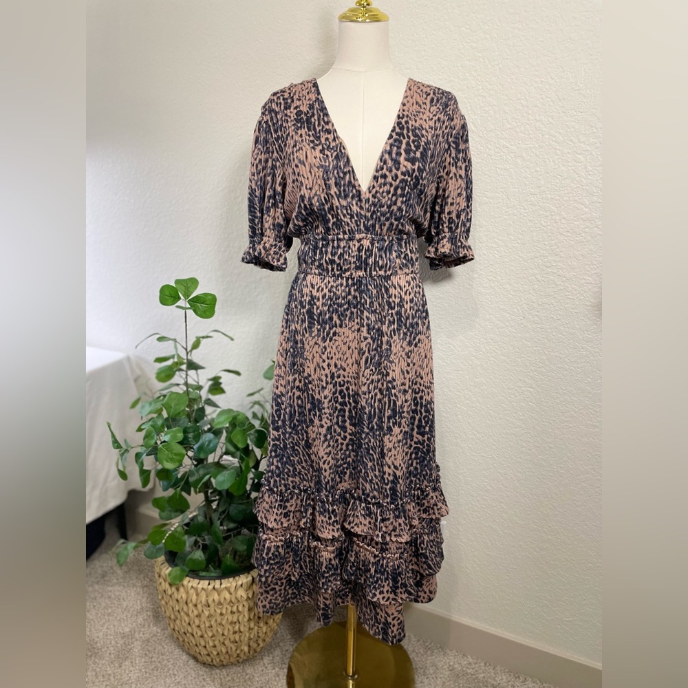Hutch for Anthropologie Animal Print Ruffle Hem Midi Dress – Women’s Large